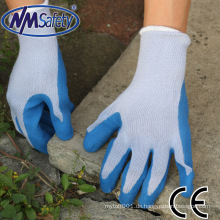 NMSAFETY EN388 10 g Polycotton liner abriebfeste blaue Latexhandschuhe Arbeitshandschuhe / Schutzhandschuhe guter Griff aus China